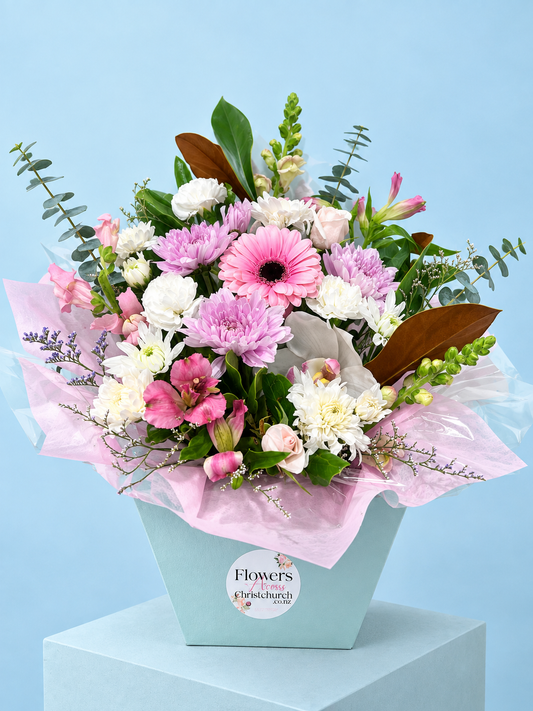 Flower arrangement in pot box