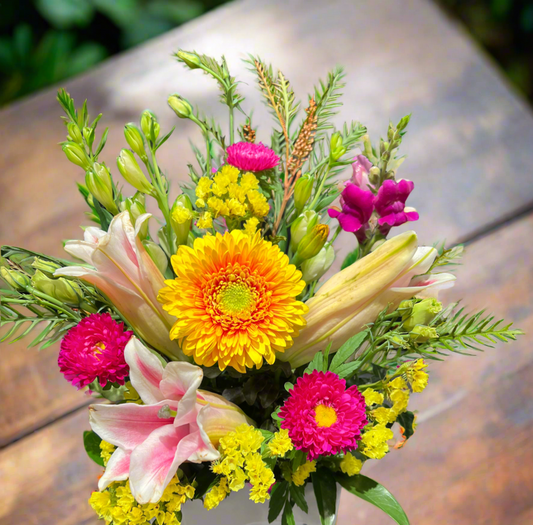 Flower Arrangement in posies box (with Lilies)