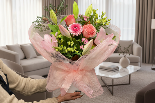 Flower arrangement in vox box