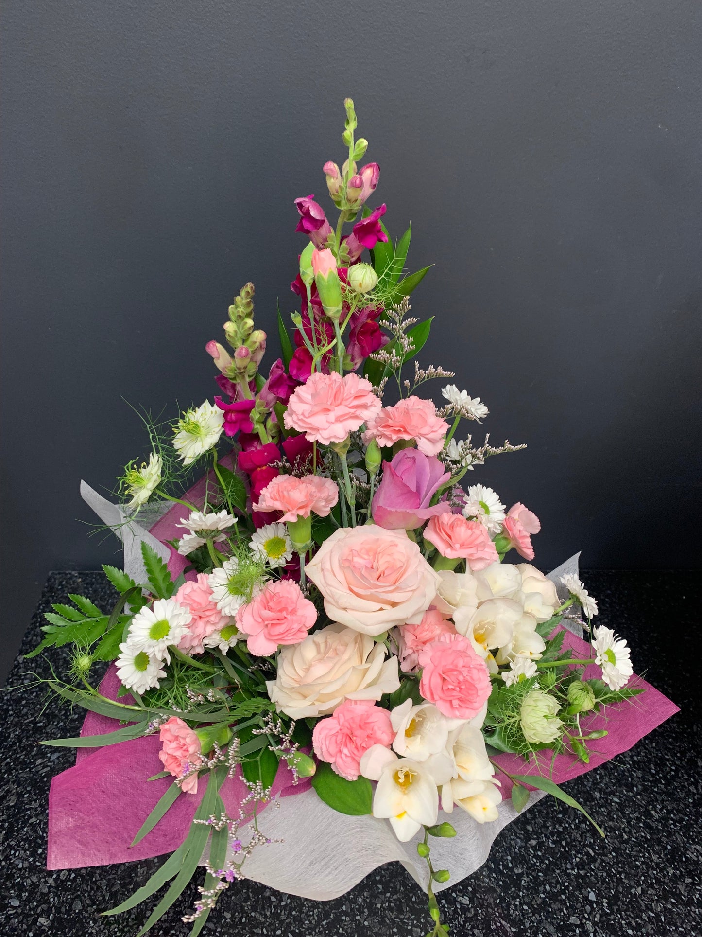 Flower arrangement in pot box