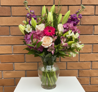 Bouquet of flowers in a clear vase