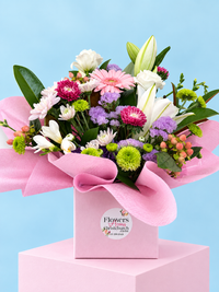 Flower Arrangement in posies box with Lilies