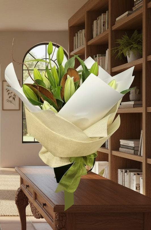 Lilies in the box (white and pink )