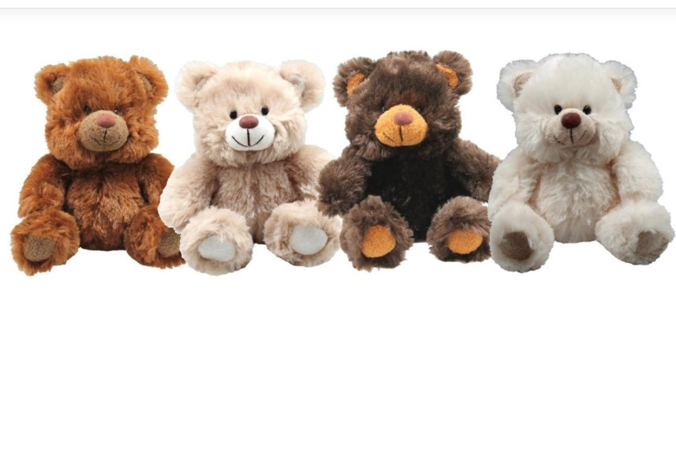 Four teddy bears of different colors