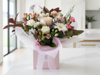 Bouquet of flowers in a box