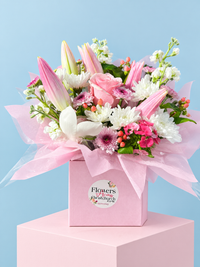 Flower Arrangement in posies box with Lilies