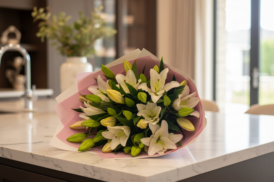 Lovely Lilies bouquet mix white and pink