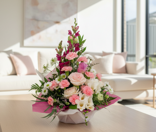 Flower arrangement in pot box